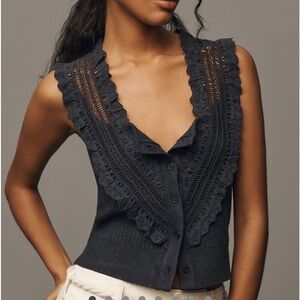 Anthropologie Pilcro Crafted Bib Sweater blue  Women's Tank Top
